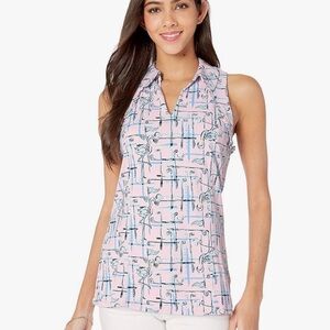 Lilly Pulitzer Luxletic Women's Martina UPF 50+ Polo Size Large